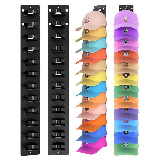 Hat Organizer for Baseball Caps, 1/2 Packs Hat Rack, Baseball Cap Organizer With Strong Adhesive/Wall Drilled for up to 24 Hats